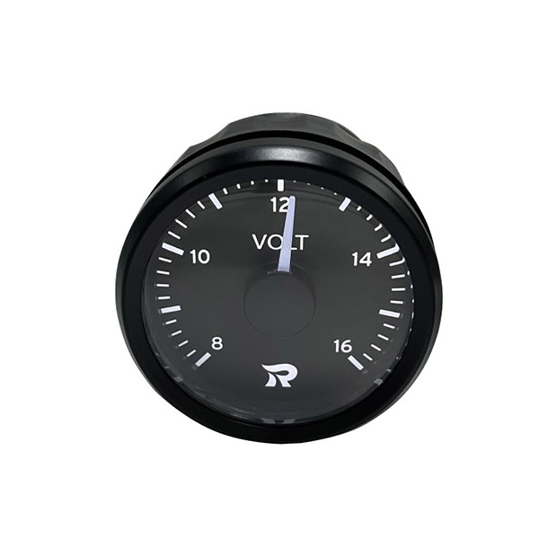 52mm Black Volt Gauge – 8-16V – Red LED Backlight – For Car, Truck, Marine, Motorcycle