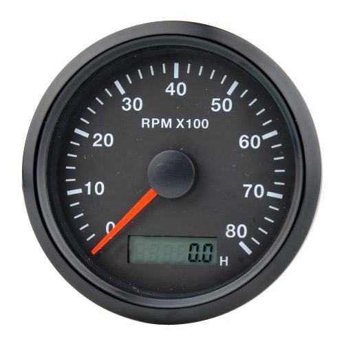 KAOLALI 8000 RPM Tachometer Waterproof AUTO Digital Tacho Gauge with Red Backlight 85mm 9-32V for Car Boat Motorcycle Black Sliver